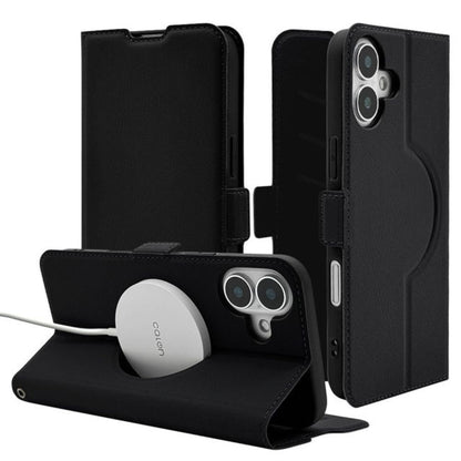 Telehone Lease iPhone 16 Plus Wallet Case Shock Absorption MagSafe Compatible Black