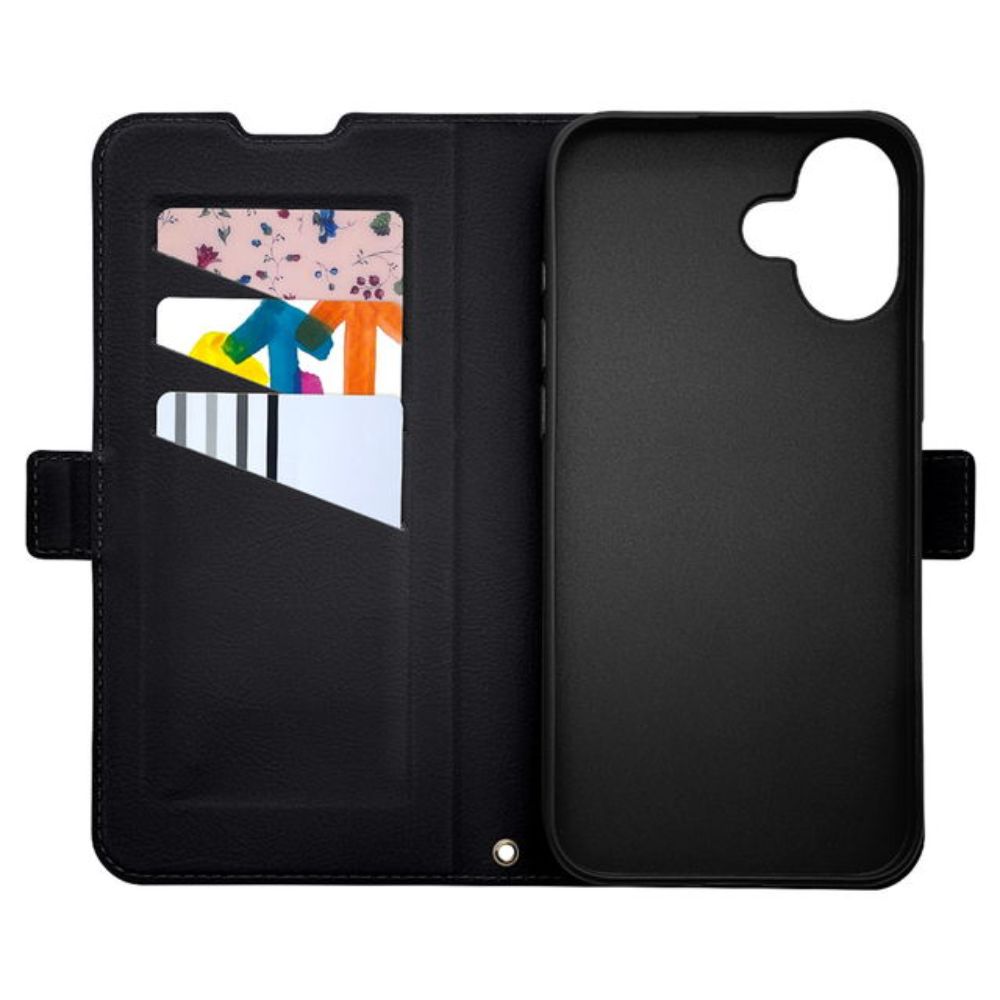 Telehone Lease iPhone 16 Plus Wallet Case Shock Absorption MagSafe Compatible Black