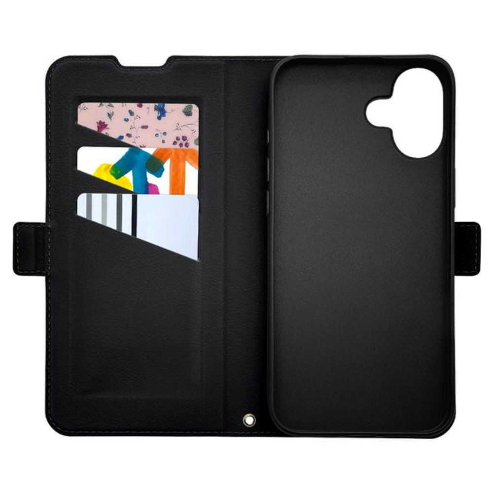 Telehone Lease iPhone 16 Plus Wallet Case Shock Absorption MagSafe Compatible Black