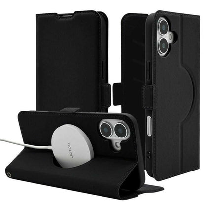 Telehone Lease iPhone 16 Plus Wallet Case Shock Absorption MagSafe Compatible Black