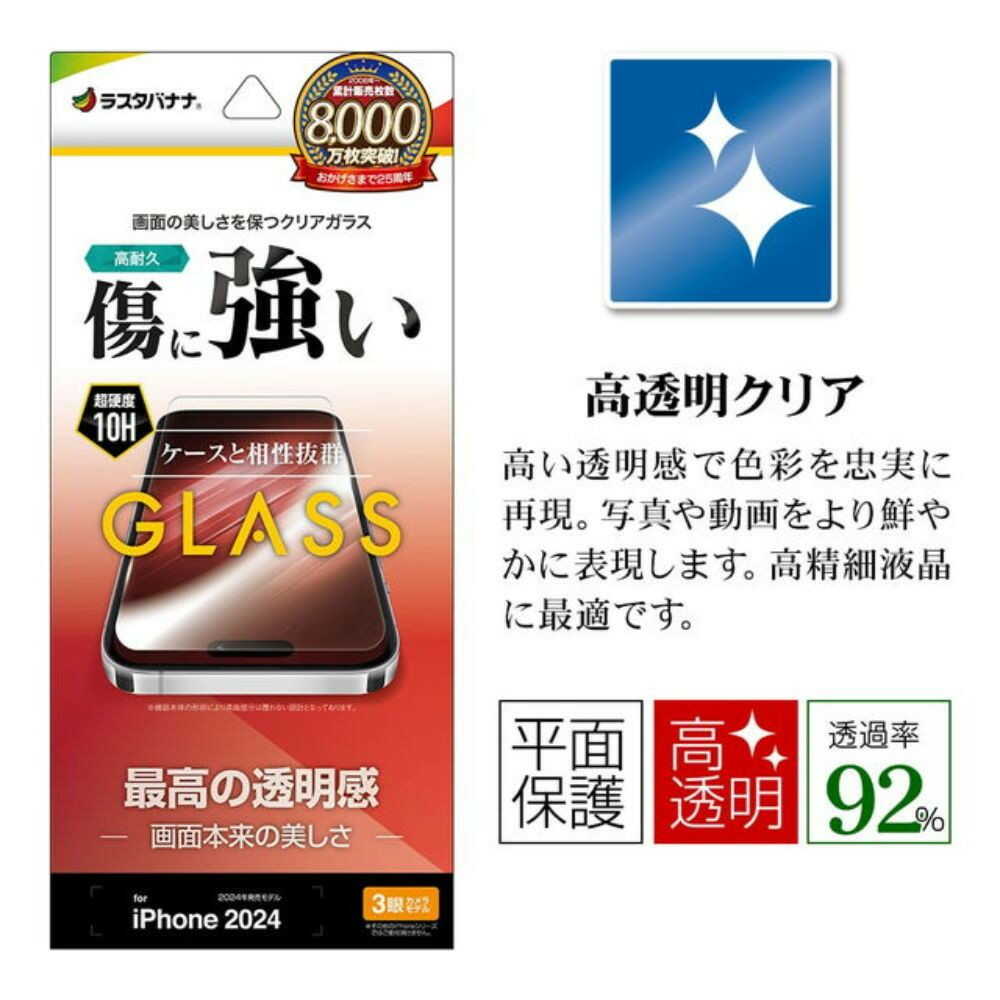 Telehone Lease iPhone 16 Pro Glass Protection Film Clear Scratch Resistant Hardness 10H