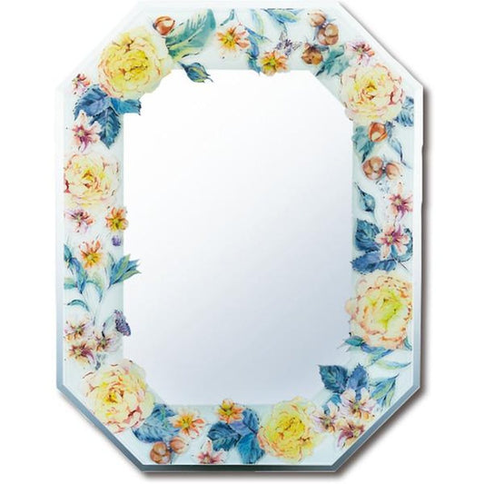 Octagonal Mirror 'Yellow Rose'