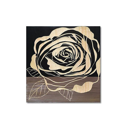 Wood Sculpture Art "Rose 2" BK+NP