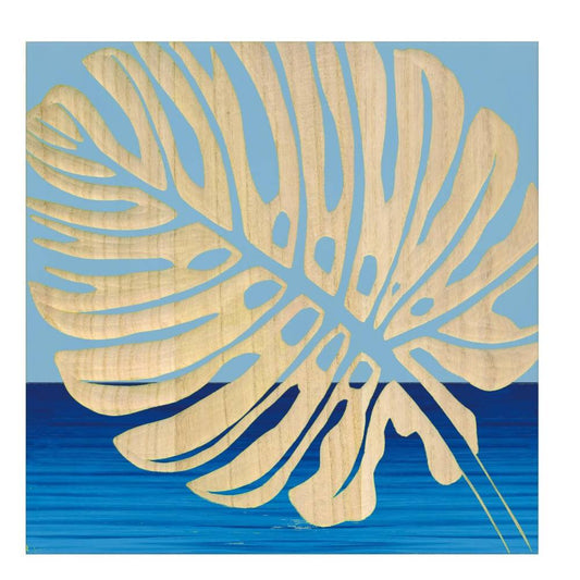 Wood Sculpture Art "Single Monstera 2"