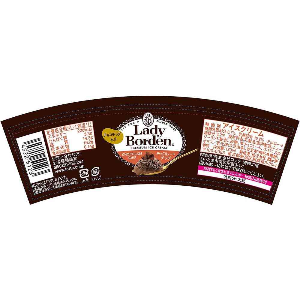 Lotte Lady Borden Mini Cup Chocolate Chip 120ml x 36