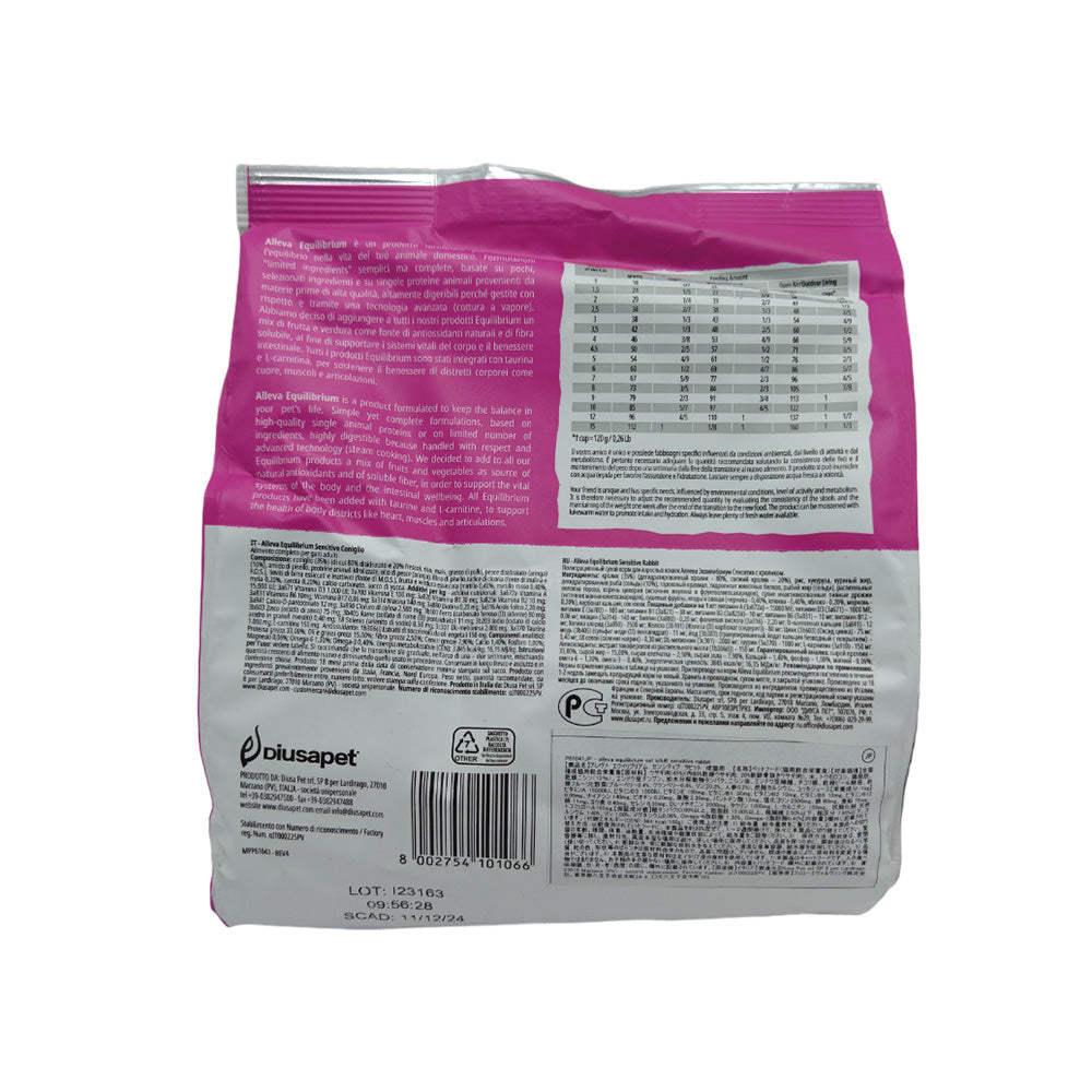Diusa Pet Aleva Equilibrium Sensitive Rabbit for Adult Cats 400g