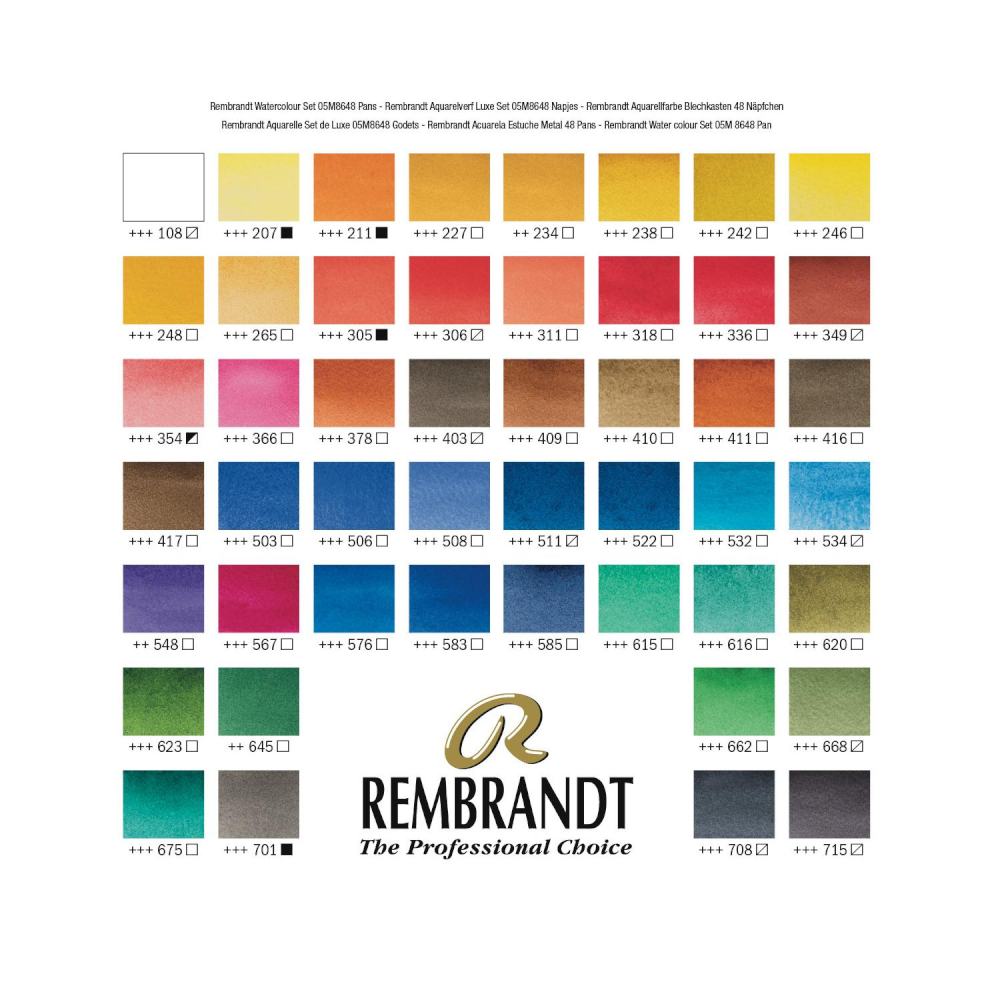Rembrandt Solid Watercolor Paint 48 Color Set T0583-8648