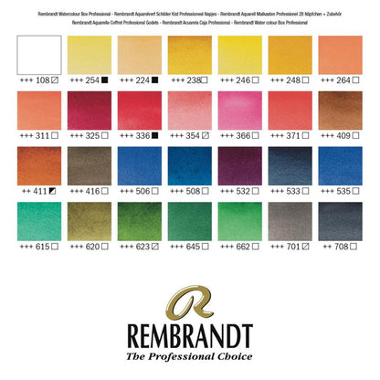 Rembrandt Solid Watercolor Professional Box 28 Color Set