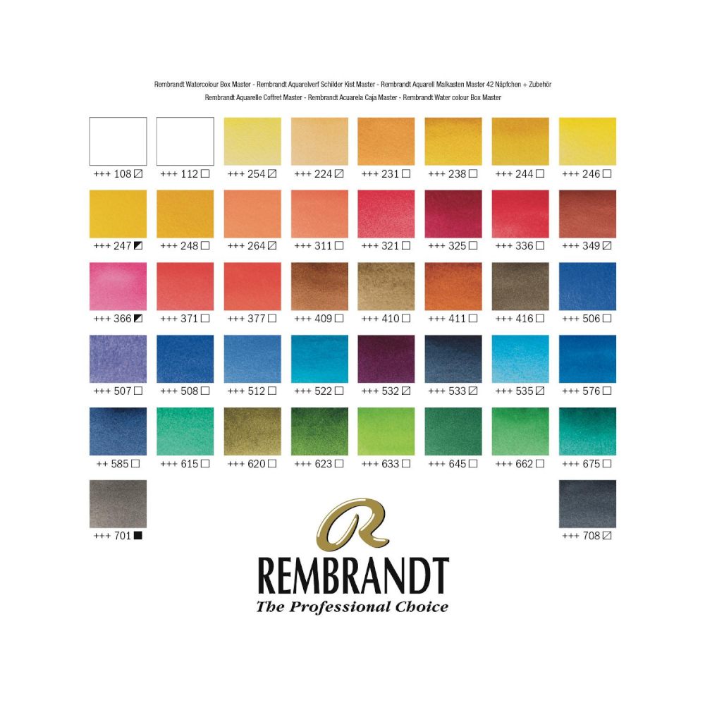 Rembrandt Solid Watercolor Master Box 42 Color Set
